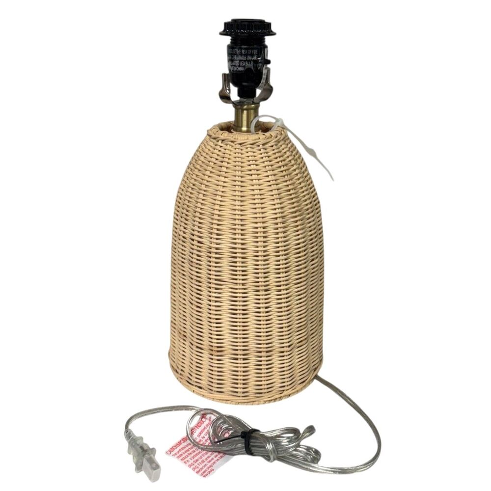 Pottery Barn Contract Grade Braxton Large Rattan Table Lamp Base Only NWOT